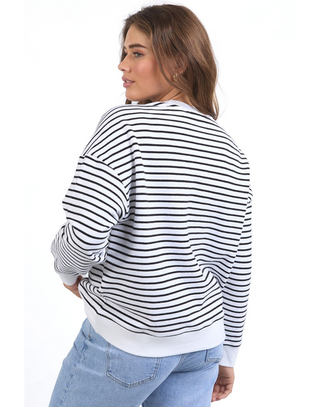 FOXWOOD ORIGINAL STRIPE CREW - White/Black Stripe