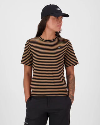 MONS ROYALE ICON WOMENS TEE - Mr Stripe Toffee