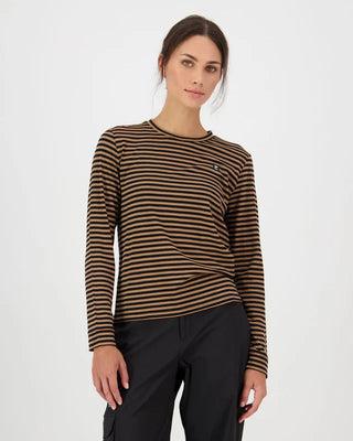 MONS ROYALE ICON WOMENS LONG SLEEVE - Mr Stripe Toffee