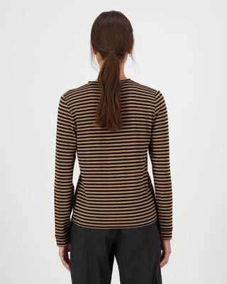 MONS ROYALE -  ICON MERINO STRIPE -  Stripe Toffee