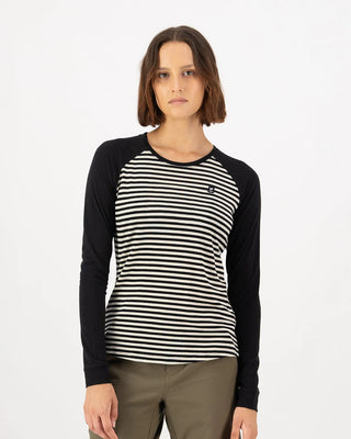 MONS ROYALE -  ICON WOMENS RAGLAN LONG SLEEVE - Mr Stripe Black