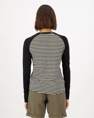 MONS ROYALE -  ICON WOMENS RAGLAN LONG SLEEVE - Mr Stripe Black