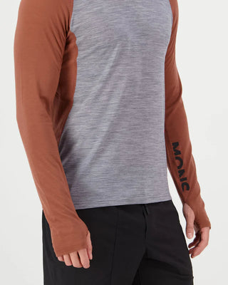 MONS ROYALE TEMPLE MENS LONG SLEEVE - Cinnamon / Grey Heather
