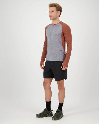 MONS ROYALE TEMPLE MENS LONG SLEEVE - Cinnamon / Grey Heather