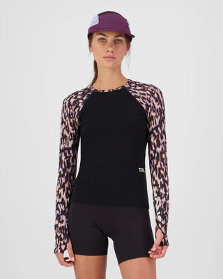 MONS ROYALE BELLA WOMENS LONG SLEEVE - Rock Leopard / Black