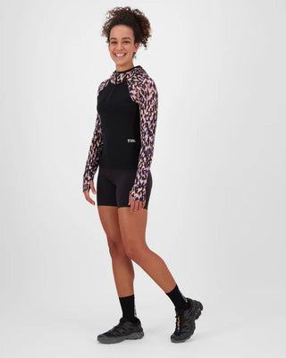 MONS ROYALE BELLA WOMENS LONG SLEEVE HOOD - Rock Leopard / Black