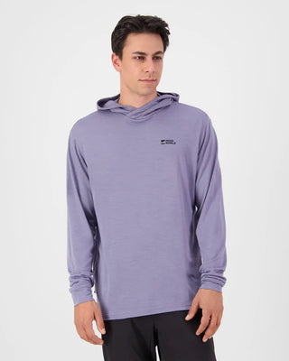 MONS ROYALE - MENS PIVOT L/S HOOD - Blue Granite