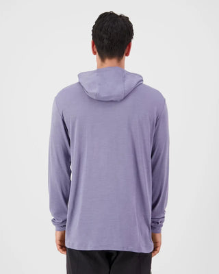 MONS ROYALE - MENS PIVOT L/S HOOD - Blue Granite