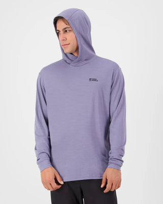 MONS ROYALE - MENS PIVOT L/S HOOD - Blue Granite