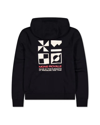 MONS ROYAL INVERSION MERINO WOMENS HOODIE - Black