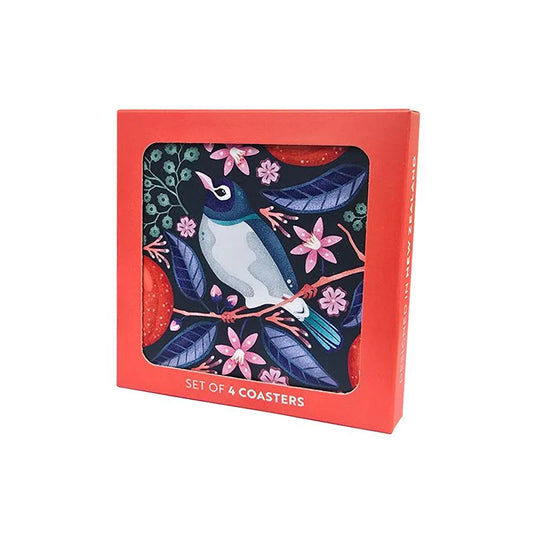 COASTERS WAXEYE & MANDARINS - SET OF 4