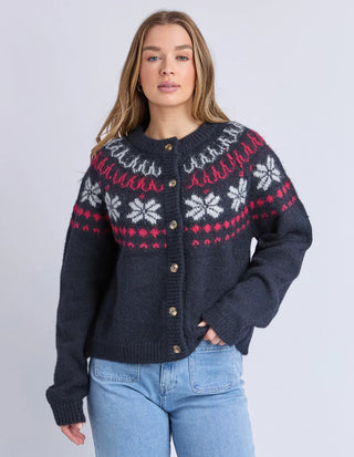FOXWOOD - VERBIER KNIT CREW CARDI - Dark Sapphire