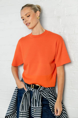 STORIES BE TOLD - INTREPID RELAXED KNIT TEE - Blood Orange
