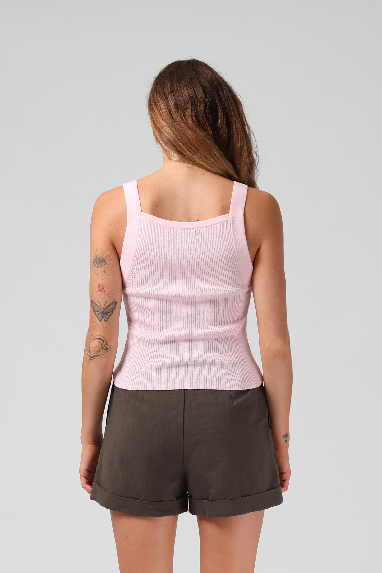 RPM KNIT SINGLET - Baby Pink