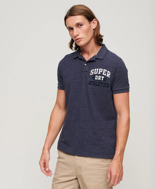 SUPERDRY APPLIQUE CLASSIC FIT POLO - DARK INDIGO MARLE