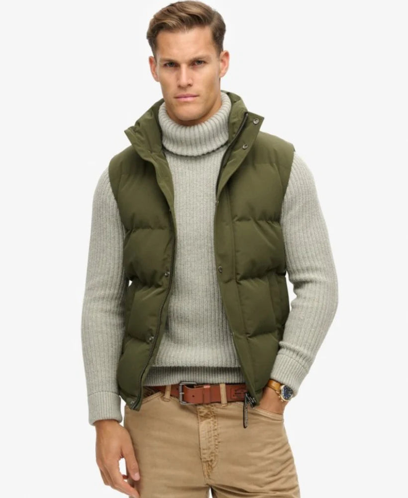 SUPERDRY HOODED EVEREST GILET - Goods Olive Green