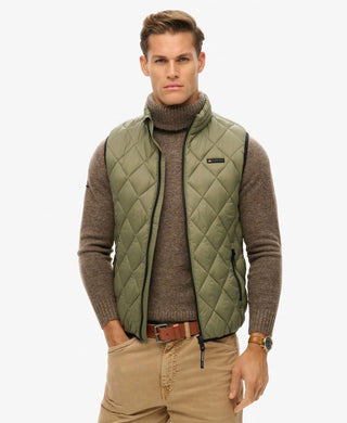DIAMOND QUILT FUJI LITE GILET - DUSTY OLIVE GREEN - SUPERDRY