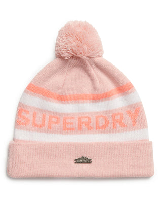 SUPERDRY - LOGO KNIT BEANIE - Dull Pink