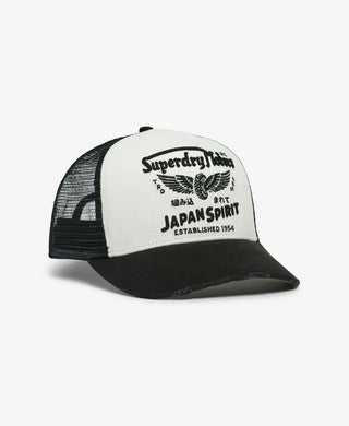 SUPERDRY - MESH TRUCKER CAP - WASHED BLACK/ECRU