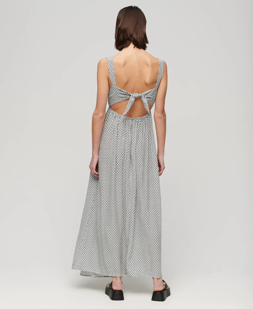 SUPERDRY TIE BACK MAXI DRESS - MONO CROSS GEO