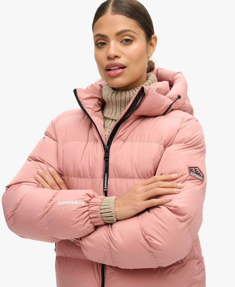 SUPERDRY HOODED SPORTS PUFFER JACKET - Ash Rose