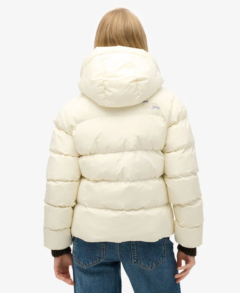 SUPERDRY HOODED SPORTS PUFFER JACKET - Off White