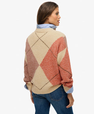 SUPERDRY - OVERSIZED ARGLYLE V NECK JUMPER