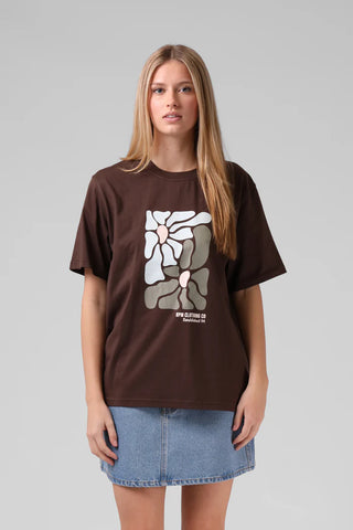 RPM OS FLORAL TEE - Brunette Brown