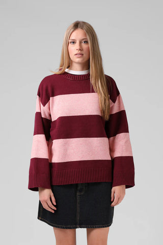 RPM GEORGIA STRIPE KNIT - Plum/Pink