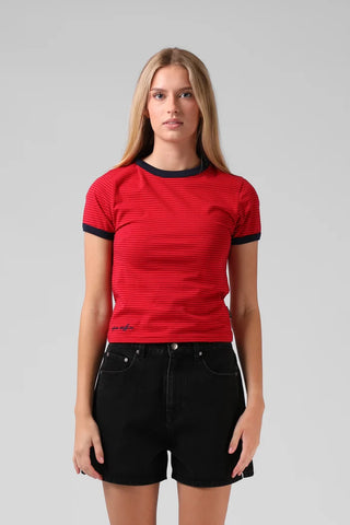 RPM - STRIPE RINGER TEE - Red