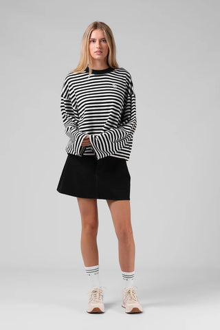 RPM - OLIVE L/S TOP - Black/White Stripe