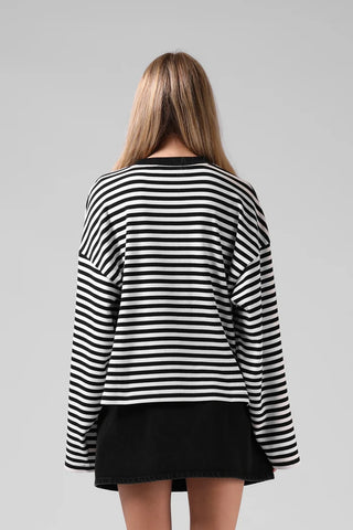 RPM - OLIVE L/S TOP - Black/White Stripe