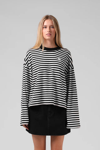 RPM - OLIVE L/S TOP - Black/White Stripe