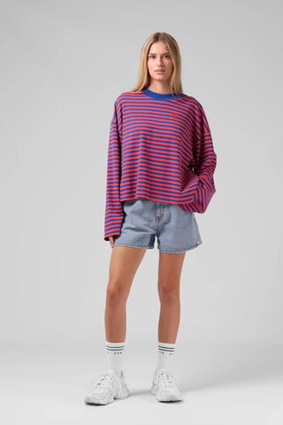 RPM - OLIVE L/S TOP - Orange Stripe