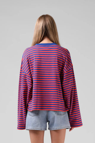 RPM - OLIVE L/S TOP - Orange Stripe