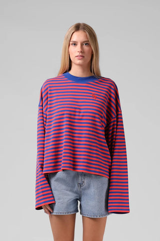RPM - OLIVE L/S TOP - Orange Stripe
