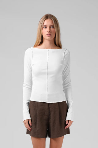 RPM - RIBBED L/S TOP - White