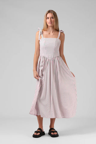 RPM - SOFIA MIDI DRESS - Pink Stripe