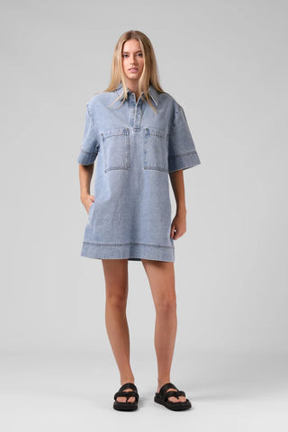 RPM - DENIM MINI DRESS - Denim Blue