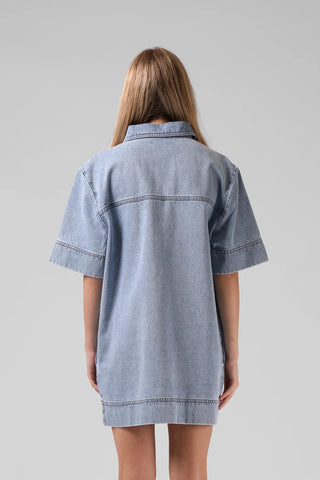 RPM - DENIM MINI DRESS - Denim Blue