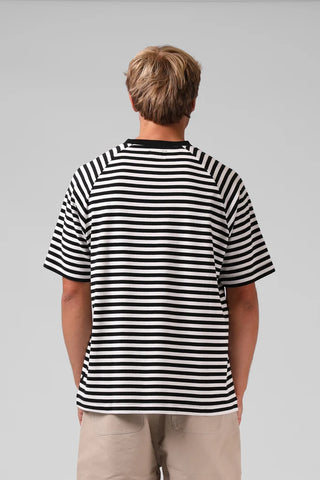 RPM - STRIPED RAGLAN TEE - Black/White