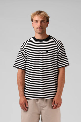 RPM - STRIPED RAGLAN TEE - Black/White