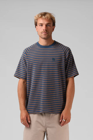 RPM - STRIPED RAGLAN TEE - Navy