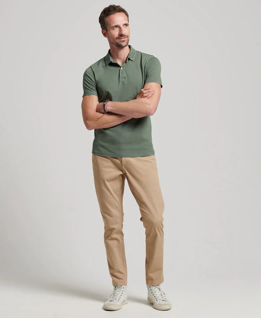 SUPERDRY - MENS STUDIOS JERSEY  POLO - Military Duck Green