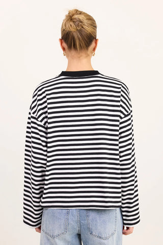 STORIES BE TOLD - UNITE  L/S TEE - Black White Stripe