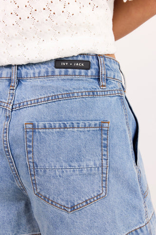 IVY + JACK - KINDLY POCKET FRONT DENIM SHORTS - Mid Blue