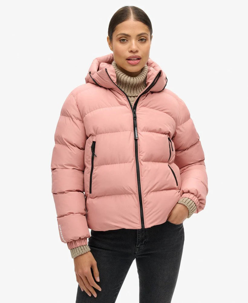 SUPERDRY HOODED SPORTS PUFFER JACKET - Ash Rose