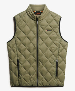 DIAMOND QUILT FUJI LITE GILET - DUSTY OLIVE GREEN - SUPERDRY