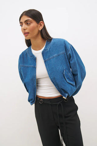 MON RENN - MABEL BOMBER JACKET - Mid Blue