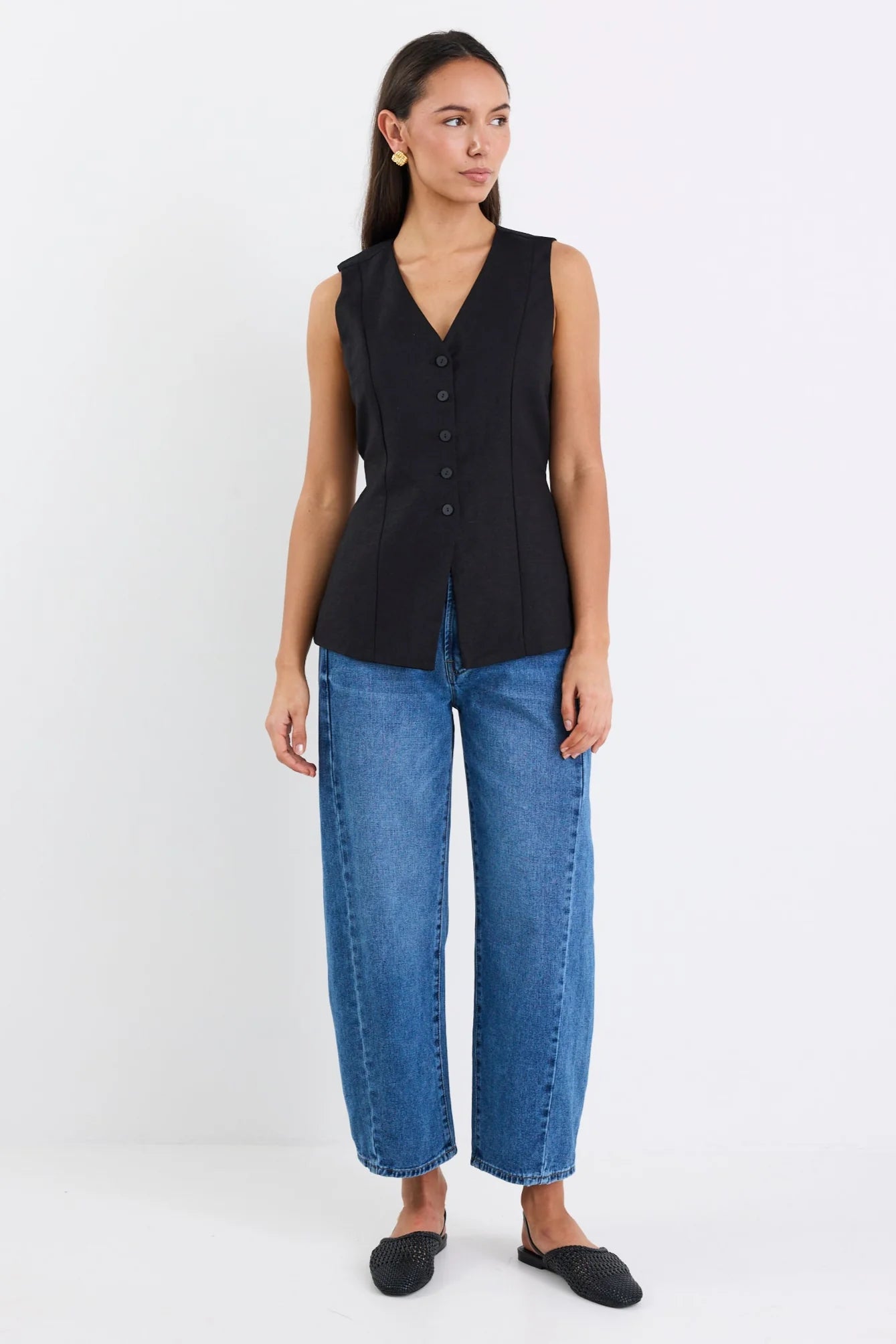 AMONG THE BRAVE EIFFEL LONGLINE VEST - Black